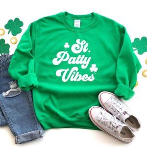Unisex St Patty Vibes Green Crewneck Sweatshirt